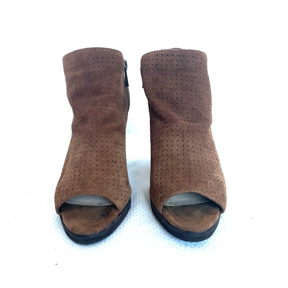 Jessica Simpson Brown Suede Open Toe Ankle Bootie - Picture 2 of 12